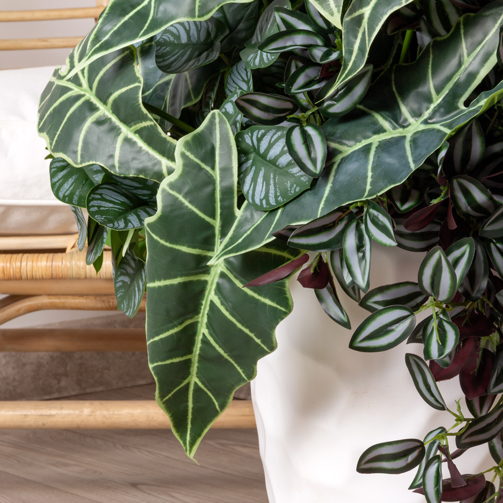 К451(з) Композиция искусственная с Алоказией Поли в интерьерном кашпо_1