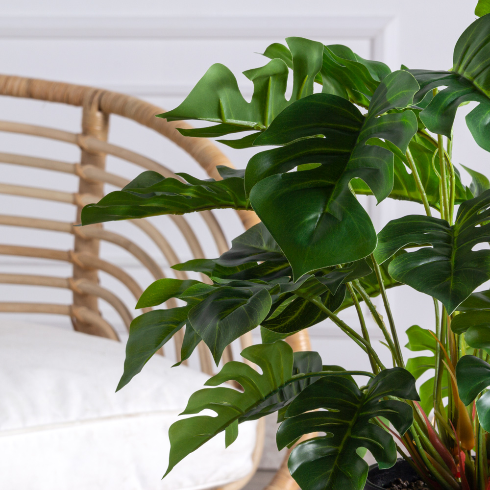 ЦС96 Монстера куст искусственный h25-30см (латекс) в кашпо d11см_6