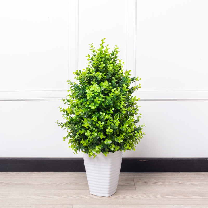 СК065/228 Самшит конус эвкалипт Элит искусственный в кашпо, h65см_5