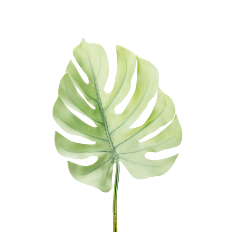 7143/0030-7/22 Лист Монстеры искусственный, мятный, маленький, h 75 см (32+43)