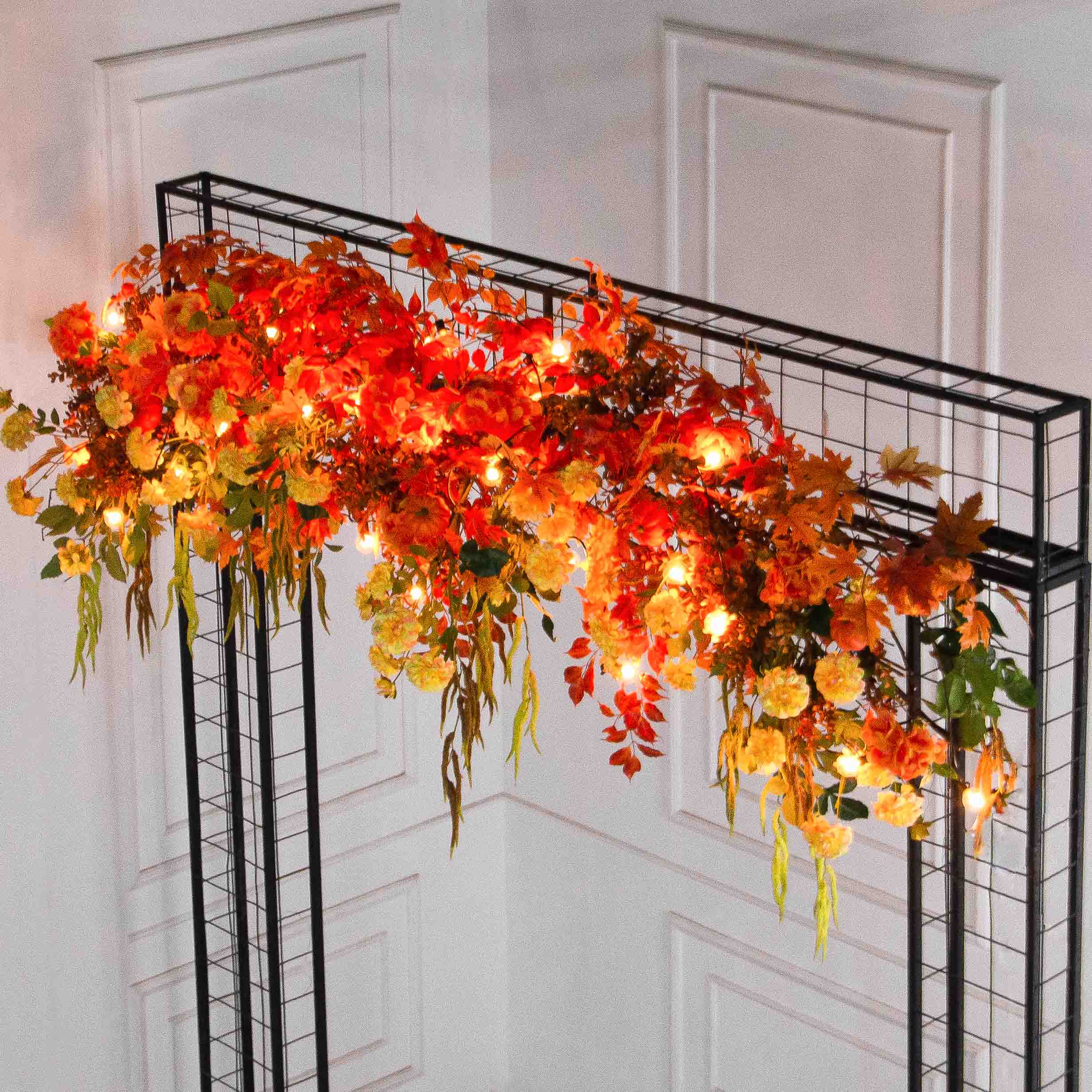 ДЛ174/СВ04(Пр)(Fix)(F) Декор арочного типа L230см на прутьях,пристен. с ретро-гирляндой,оранж-желт_4