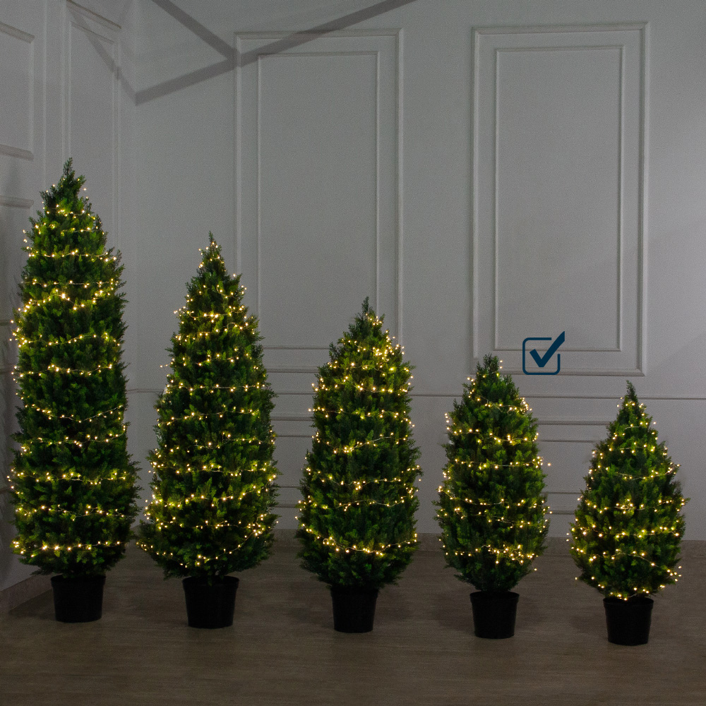 Т120/СВ03т/1460(Пр)(F) Туя искусственная конус  h120см с гирляндой Роса_6