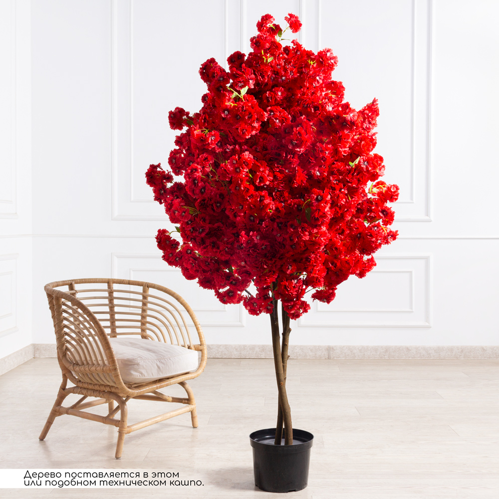180/РН/614(з)(F) Сакура искусственная h180см d80см, красная_1