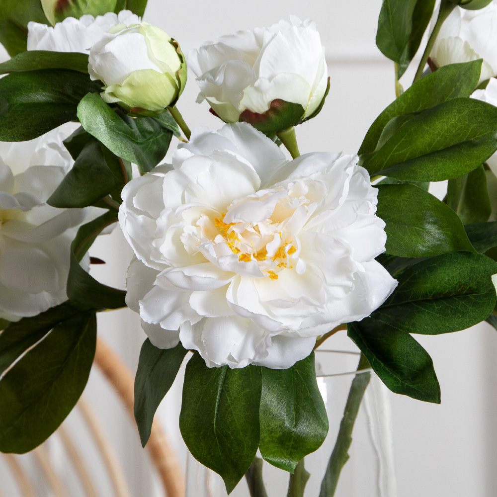 7141А/9122-0349/23(F) Пион искусственный h67см 1голова 2бутона,белый_2