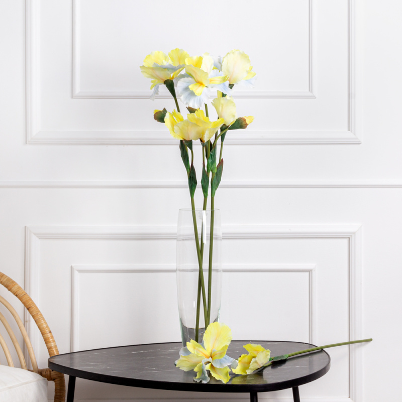 7141А/9120-01/3Р(АКЦИЯ) Ирис искусственный 1 голова d17см, 2 бутона, h80см, желто-голубой_2