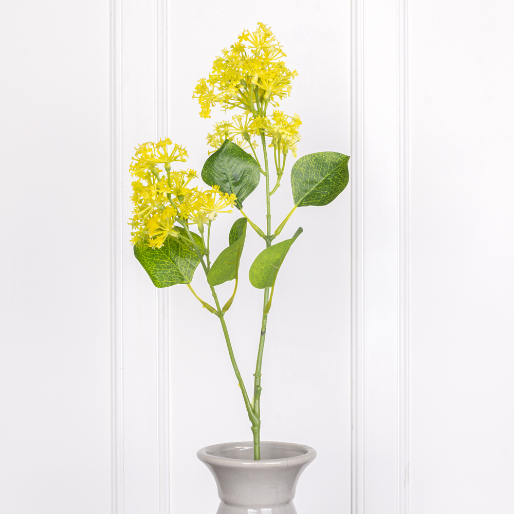 7141А/0443-07/3 Ветка цветущая искусственная h67см, желтые соцветия_1