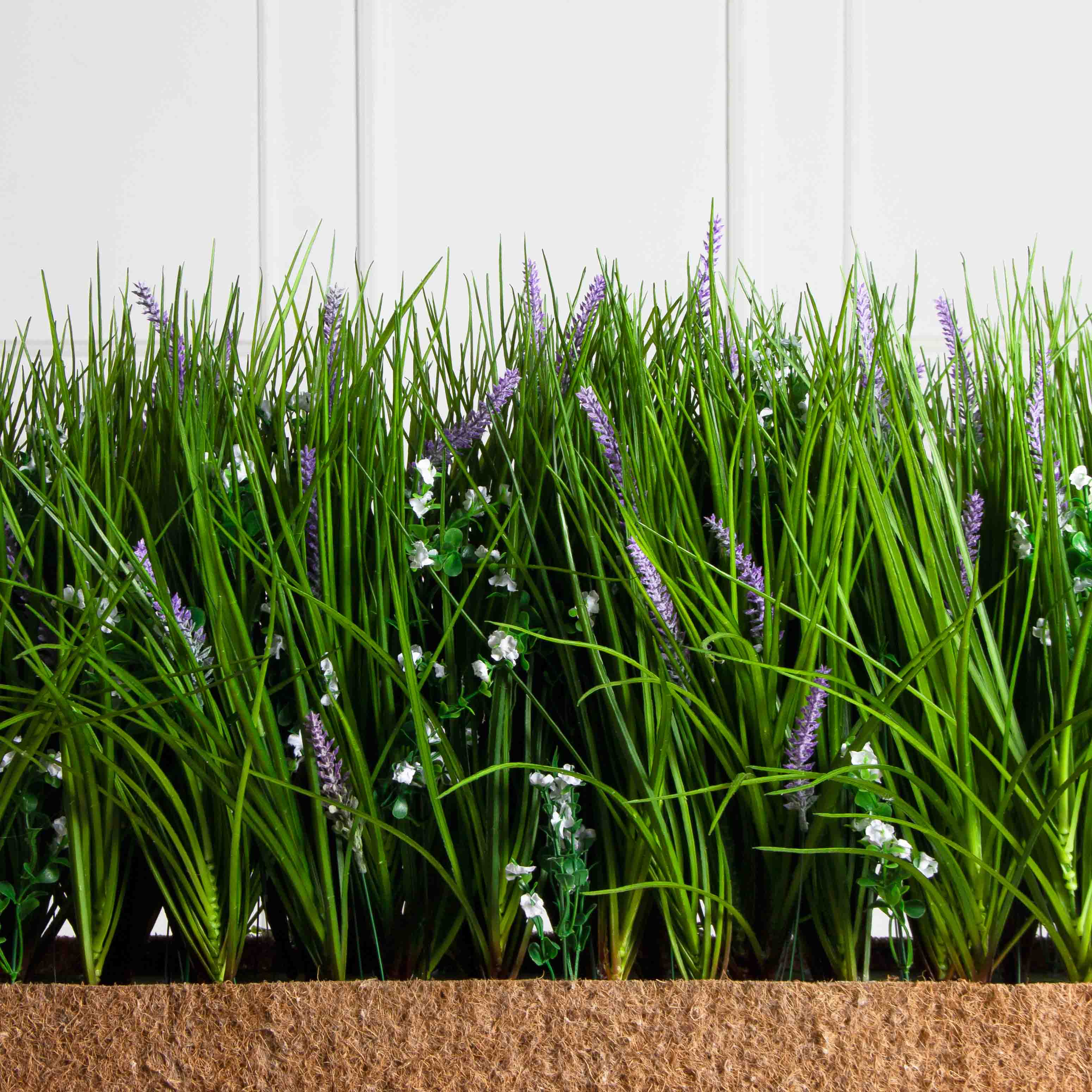 Б012(з)(F) Лаванда искусственная с травой h40см в кокосовом боксе 80х19х10см, сиреневая_4