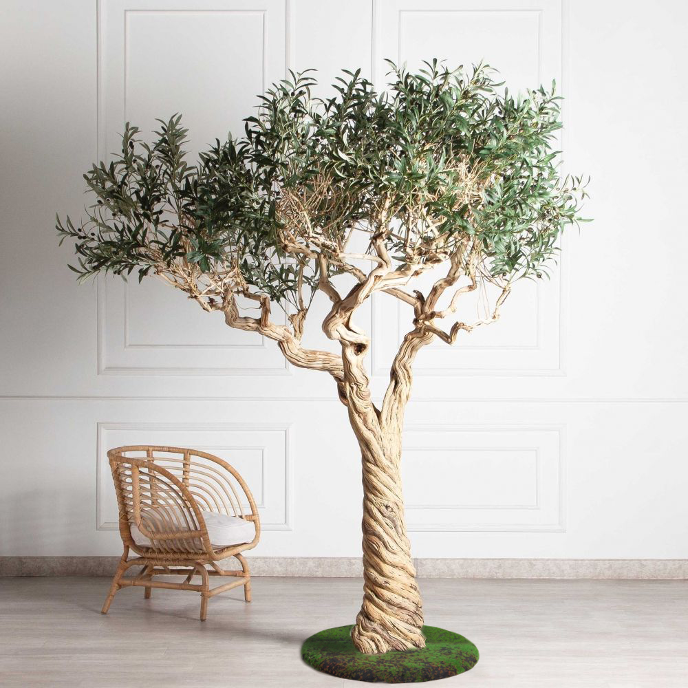 230ГБст/Разб/АСС/Д3х3/465(F) Олива искусственная интерьерная разборная на витом стволе h230см_2