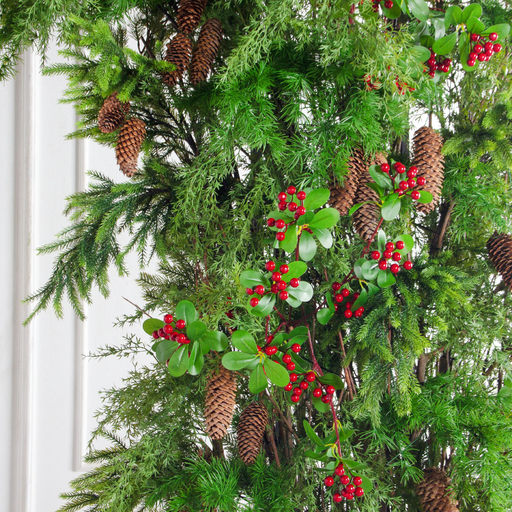 ДЛ183(Пр)(Fix)(F) Декор входной группы хвойный с ягодами h290см на прутьях,пристенный_9