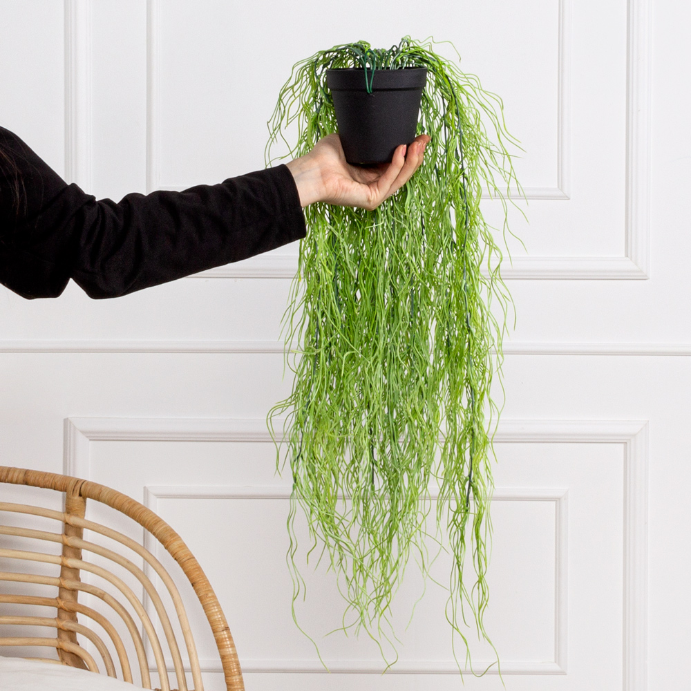 КЗ/50(з) Композиция искусственная Трава ампельная(патина) в кашпо d11см_4