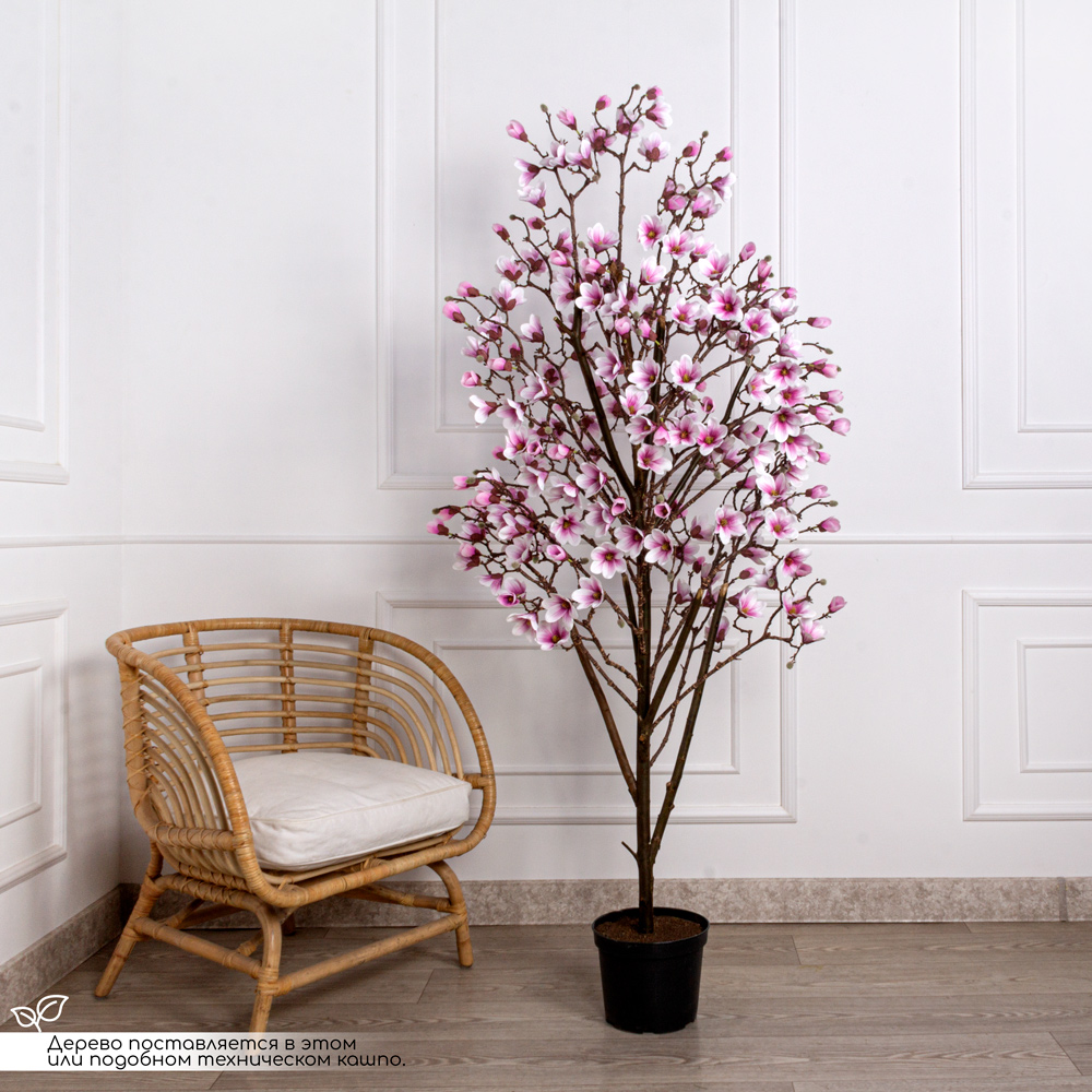 180/РН/193-1 Магнолия искусственная цветущая без листвы h180см, розовая_1