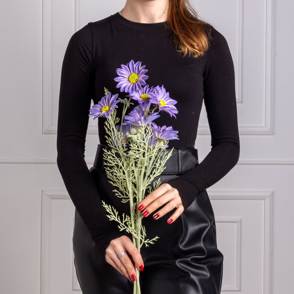 7141А/0443-20/17Р Ромашка искусственная 3 головы, 2 бутона, h60см, фиолетовая_3