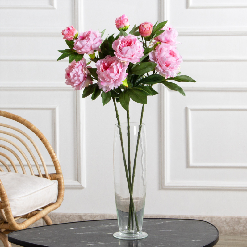 7141А/9122-0346/1(F) Пион искусственный h77см 2головы 1бутон,розовый_1