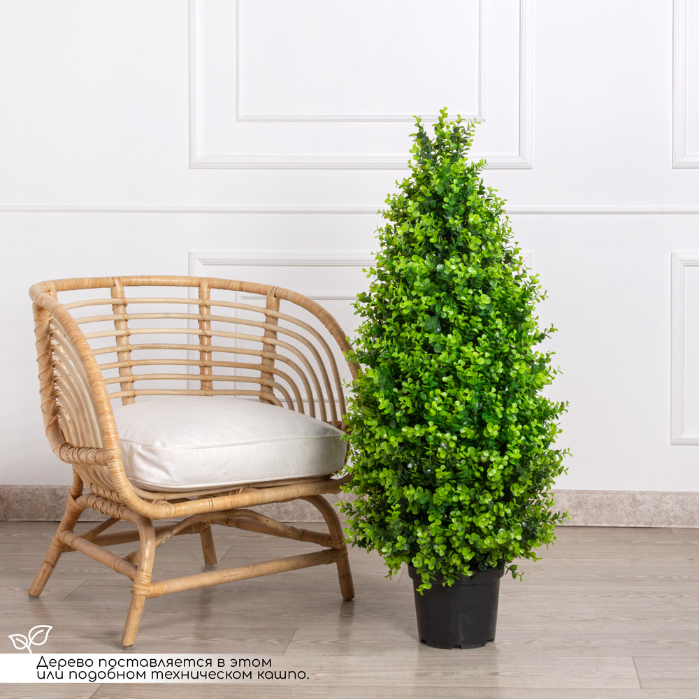 СК110/228-1(з)(Пр) Самшит искусственный конус Эвкалипт в кашпо h110см_1