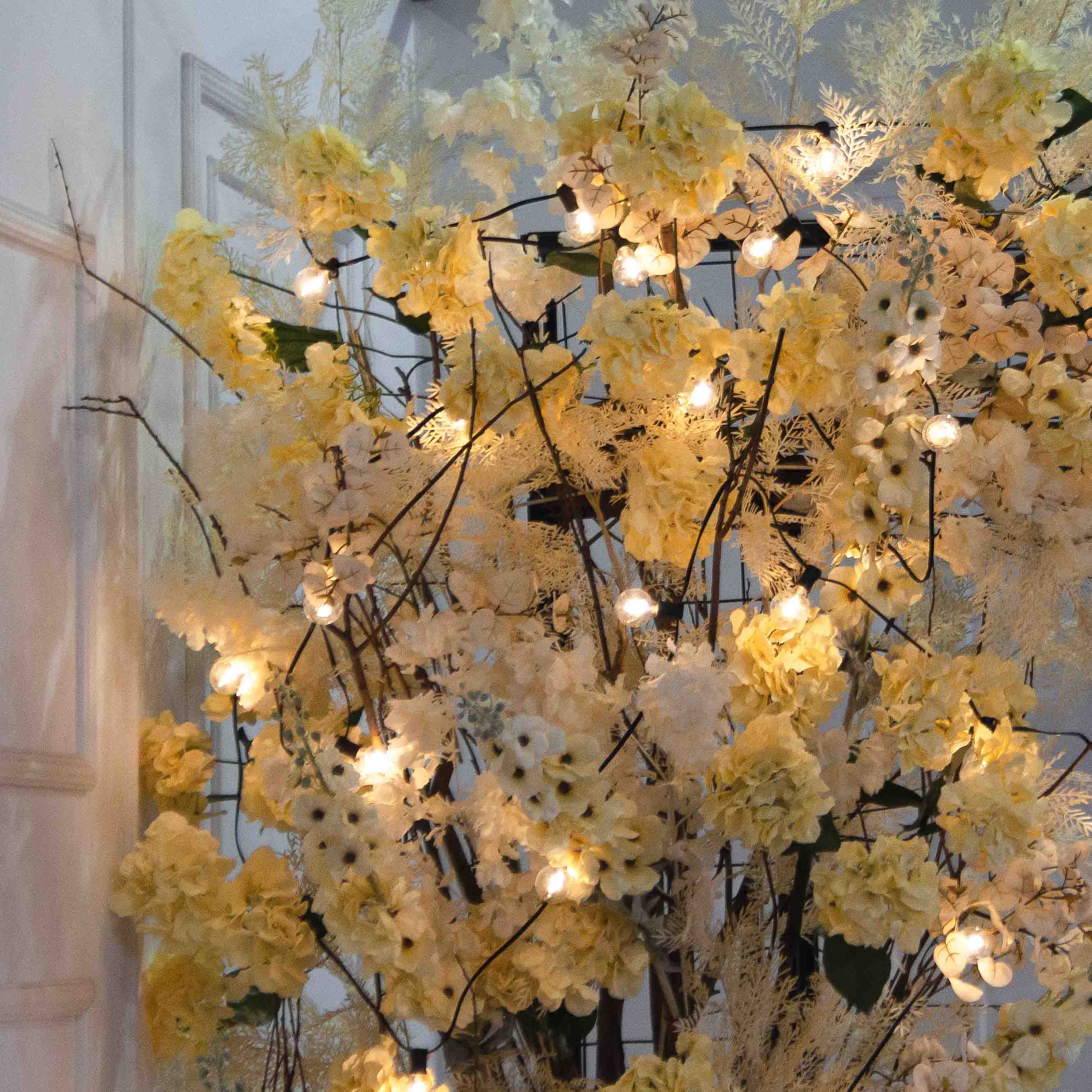 ДЛ173/СВ04(Пр)(Fix)(F) Декор входной группы h300 см на прутьях с ретро-гирляндой,пристенный,крем._4