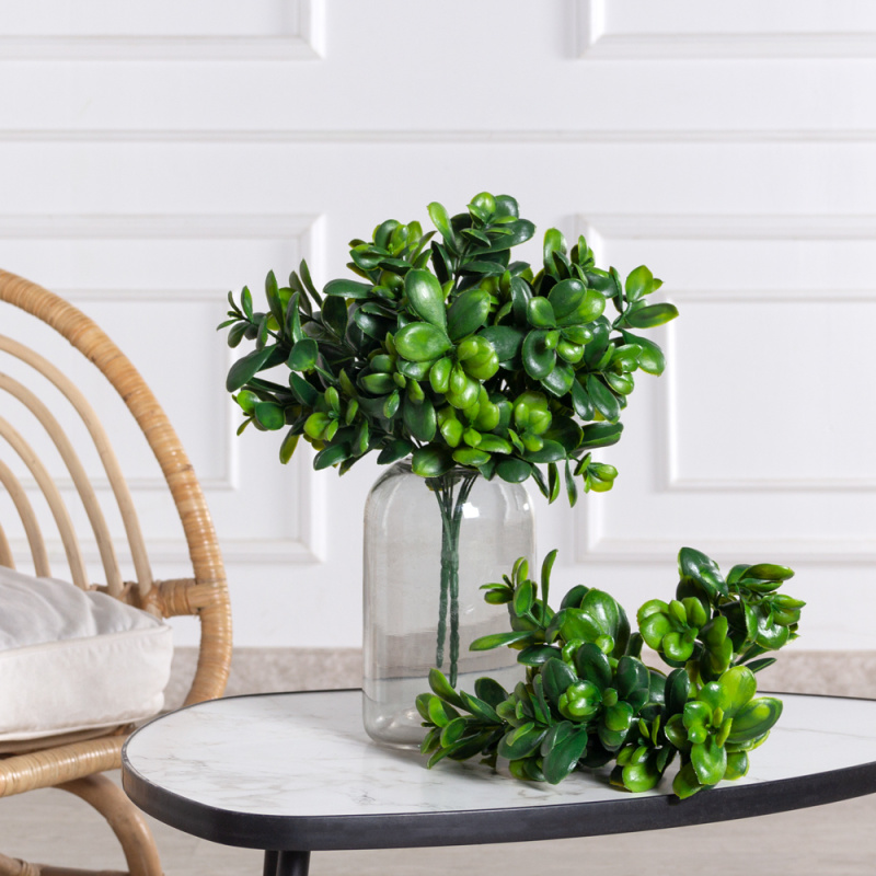 7143/0381-11/9Т(F) Толстянка искусственная куст 5 частей h33см темно-зеленый