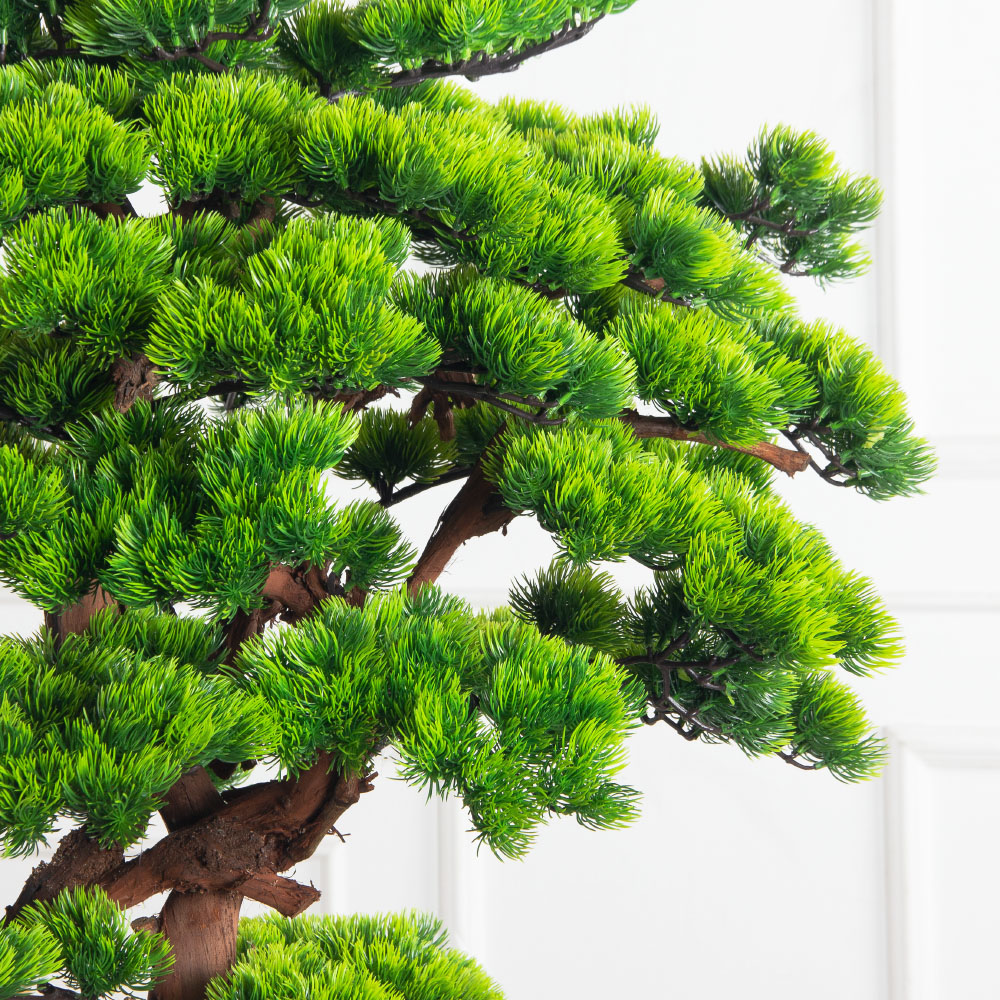 БС150/ОС/30-9(з)(Пр)(F) Бонсай искусственный Сосна h150 и 50см в деревянном ящике 50х30х15см_5