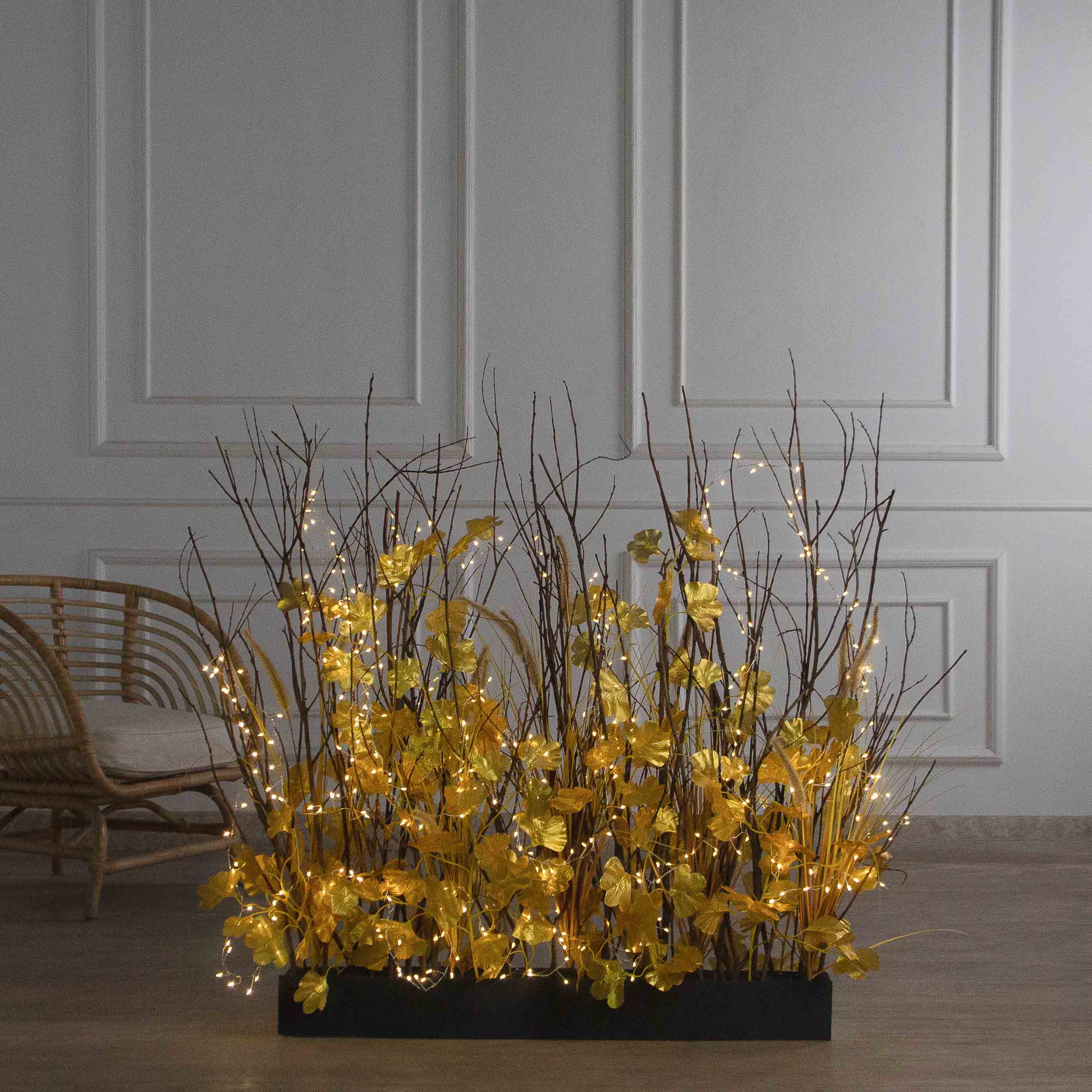 К/СВ03/541(Пр)(F) Композиция искусственная с гинкго на основании, золото_3