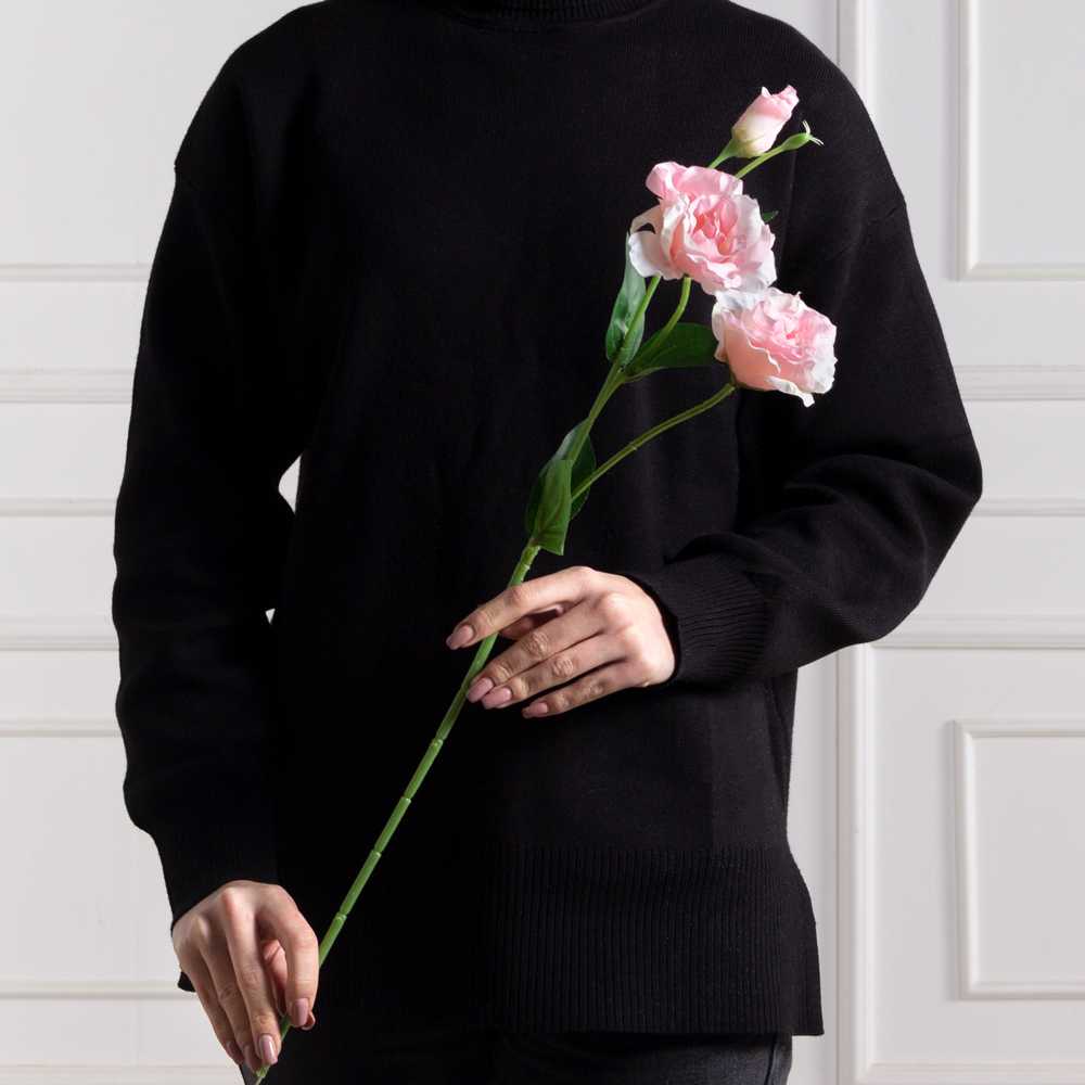 7141А/9149-04/5(F) Эустома искусственная 2 головы, 1 бутон, h67см, светло розовая_3