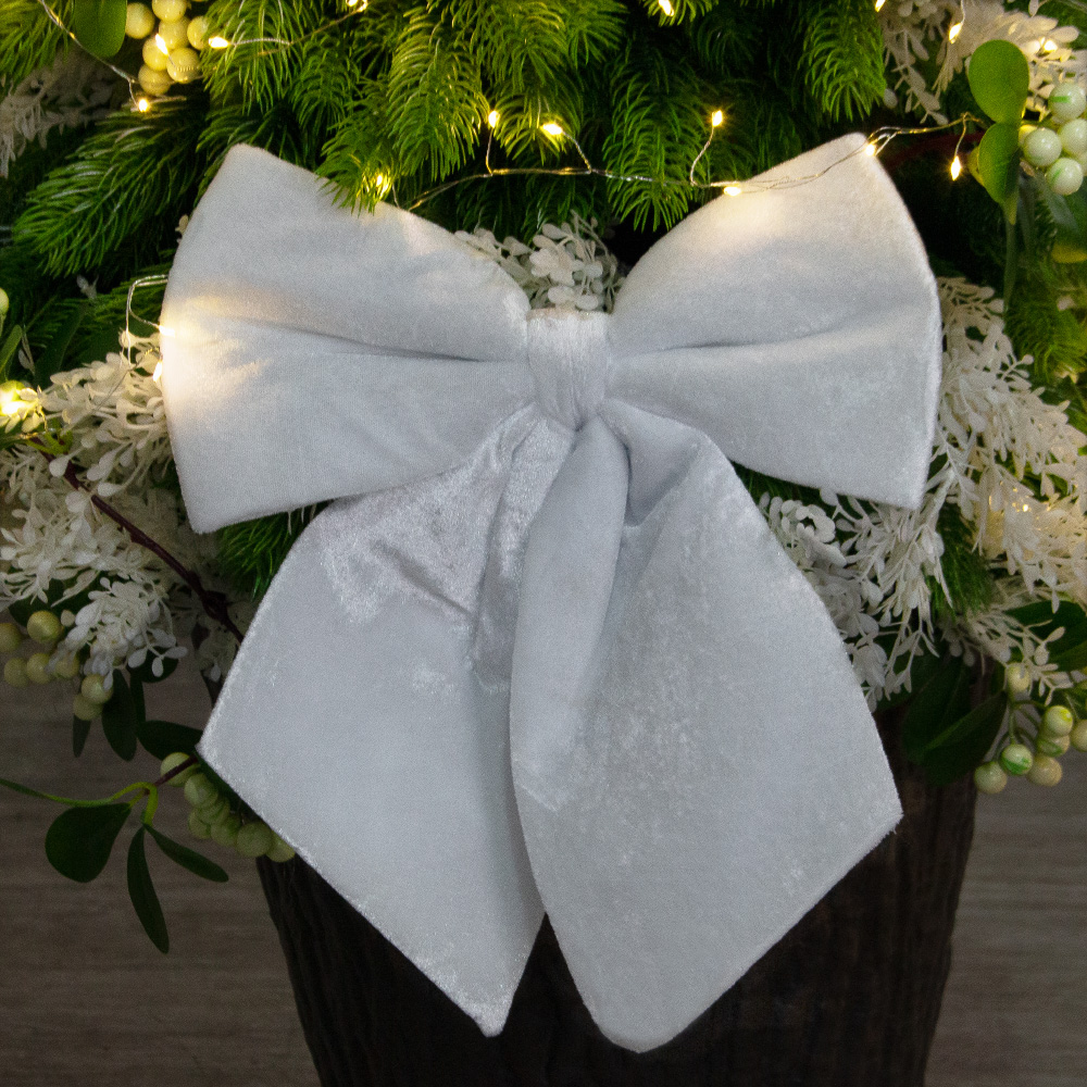 120/СВ03т/289-2(Пр)(Fix)(F) Ель искусственная h120см с белым декором и гирляндой Роса на основании_3