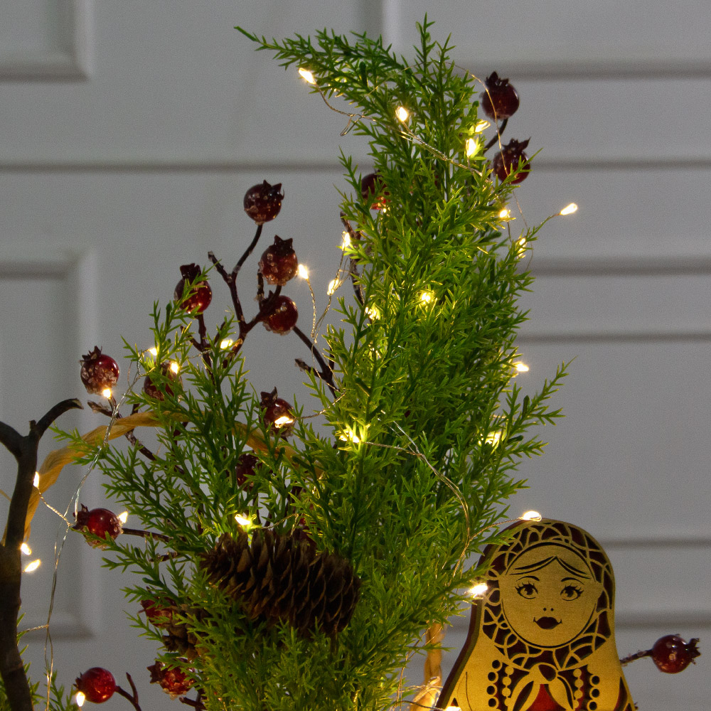 К567/СВ03т(Пр)(F) Композиция искусственная НГ интерьерная в русском стиле с гир.Роса, на основании_5