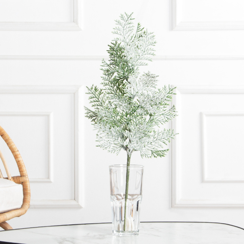 736А/0424-1(F) Туя заснеженная НГ с блестками 3 ветки, h42см(28+14)_1