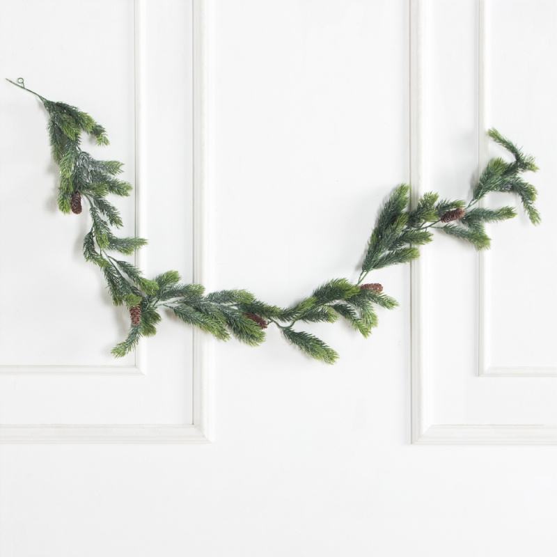 736А/9271-0162(Чп)(F) Гирлянда еловая НГ с шишками и блёстками h150см_1