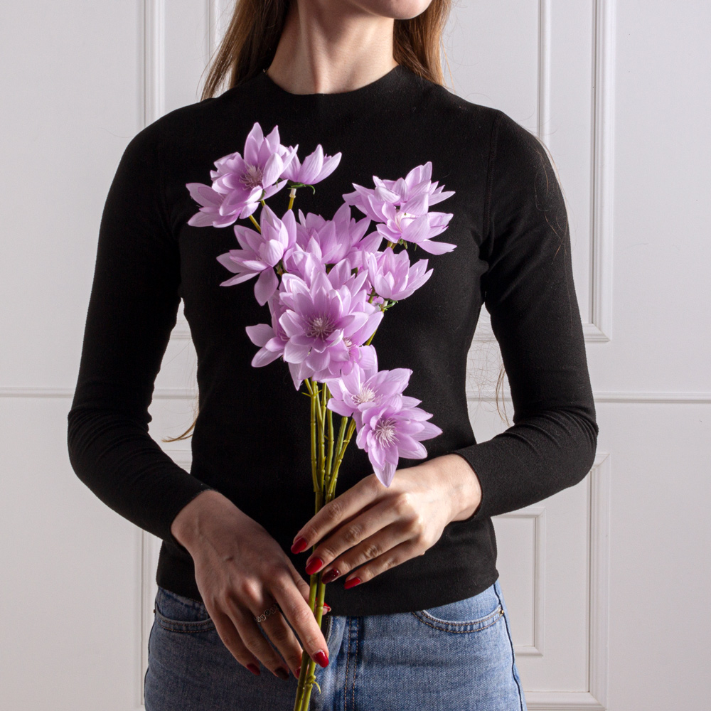 7141А/0443-10/8Р Морозник искусственный ветка. 10 голов, h55см, сиреневый_3