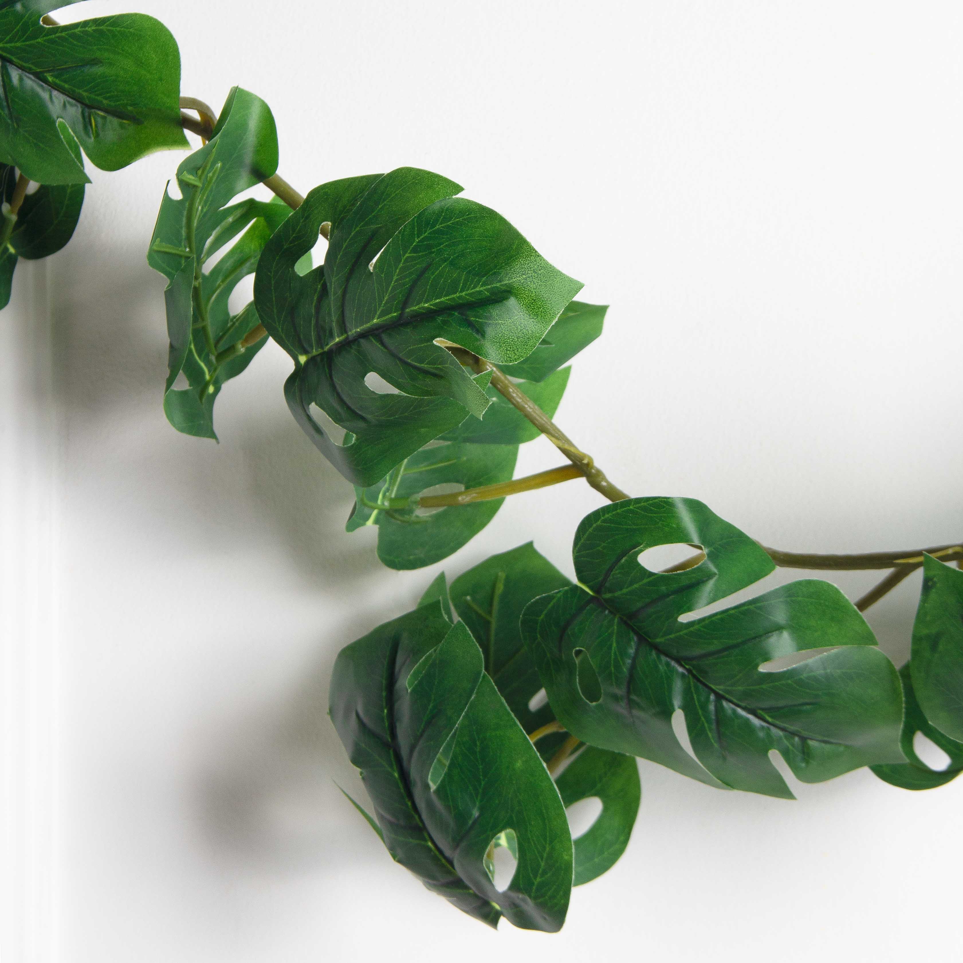 7144А/0016-355(F) Лиана монстера искусственная h150см(144+6) листья 11хh12см_3