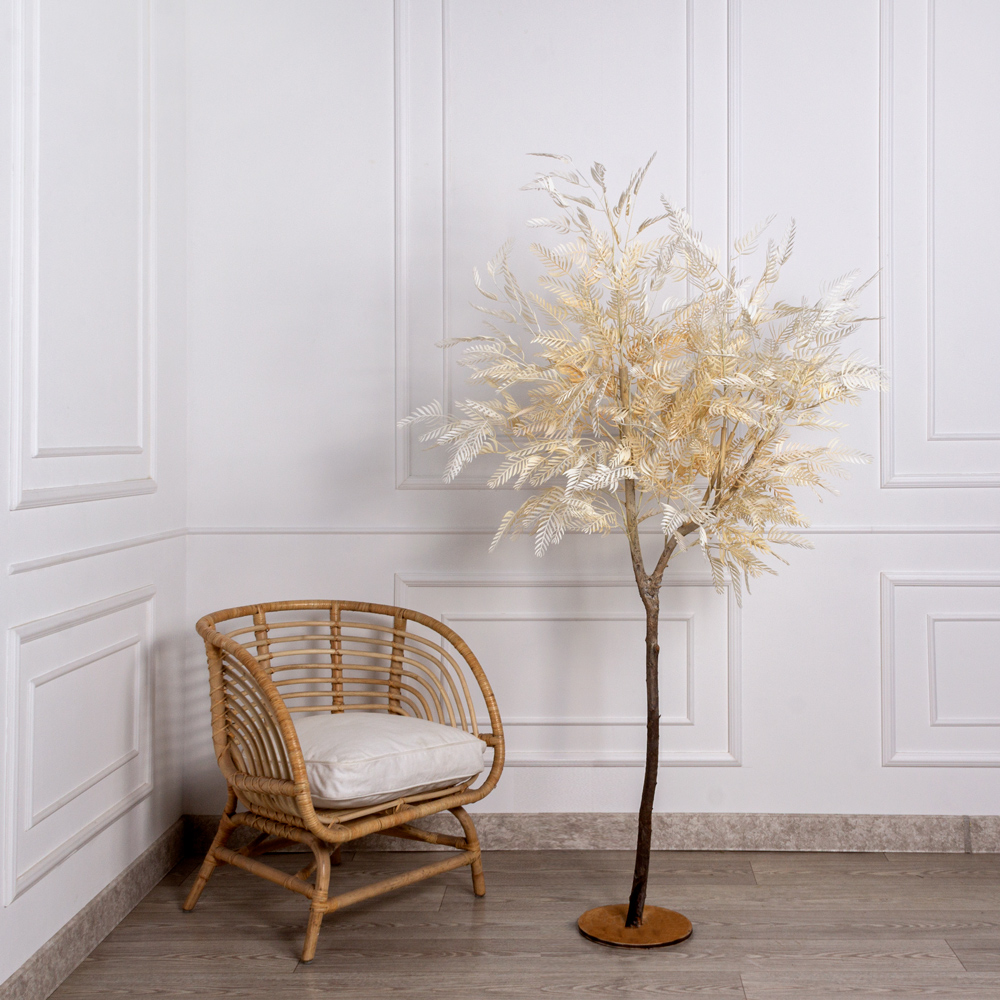 180/РН/488 Альбиция искусственная интерьерная h180см на основании, кремовая_1