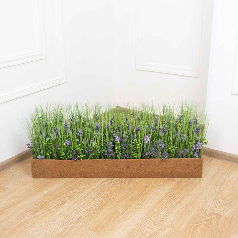 Б007(з.) Лаванда искусственная в кокосовом боксе 100х30х12см_4