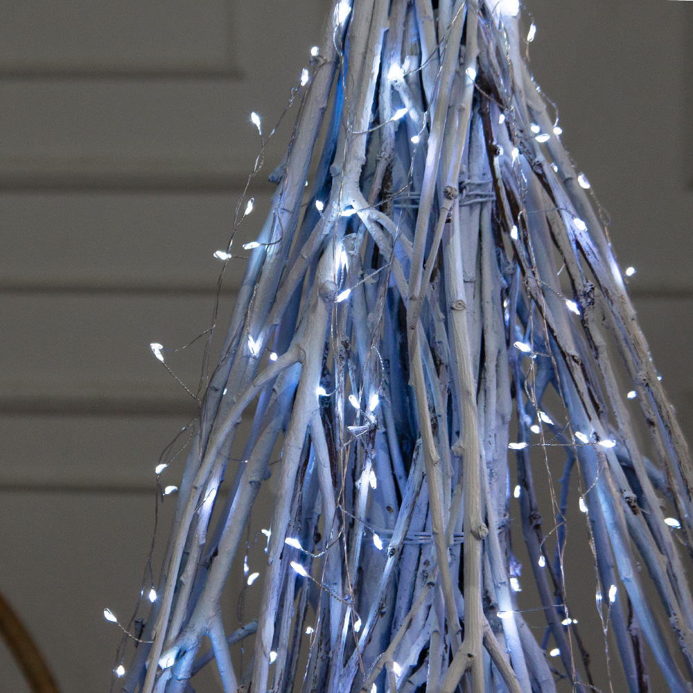 130/РН/СВ03х(Пр)(F) Ель в скандиновском стиле с гирляндой Роса h130см, белая_4