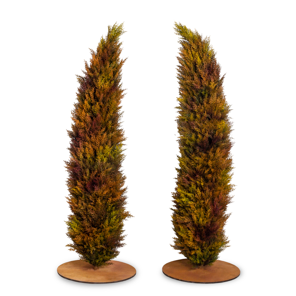 Т180/467-1(з) Туя искусственная конус Платинум h180см, d50см, желто-красная_4