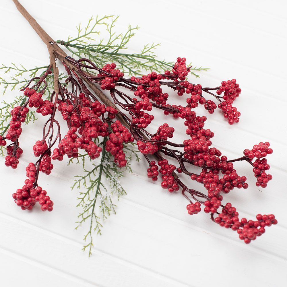 736/9127-15 Ветка с мелкими красными ягодами h-60см_2