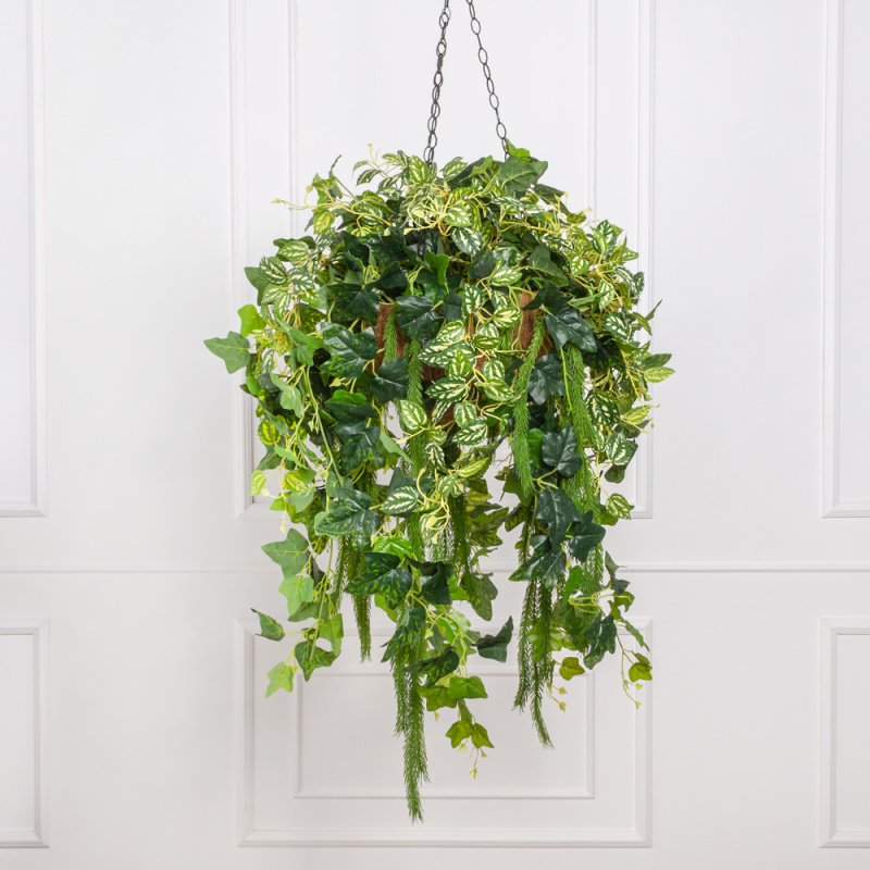 ККВ20(з) Композиция искусственная Хедера ампельная в коковите d30см(ширина 60см, свес 80см)