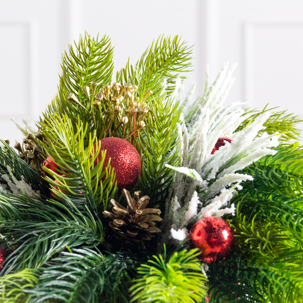 КНг65/1(з)(Пр)(F) Композиция искусственная НГ  в красном кокосовом боксе d20,h8см, красная_3