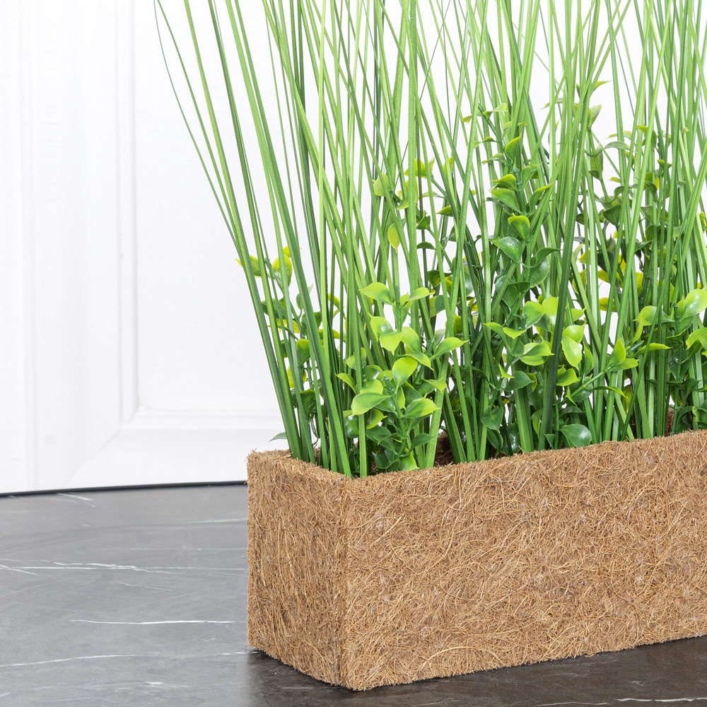 ТД066(Promo) Трава искусственная Осока с самшитом h30см в кокосовом боксе 25х8х8см _5