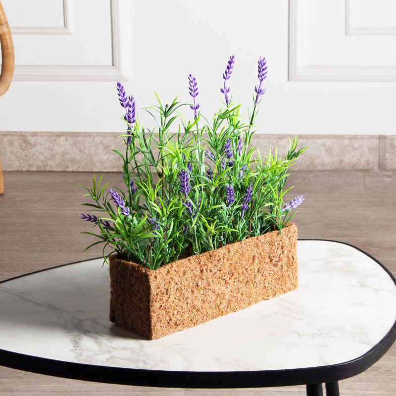 ТД026(F) Лаванда искусственная h20см в кокосовом боксе 25х8х8см_1