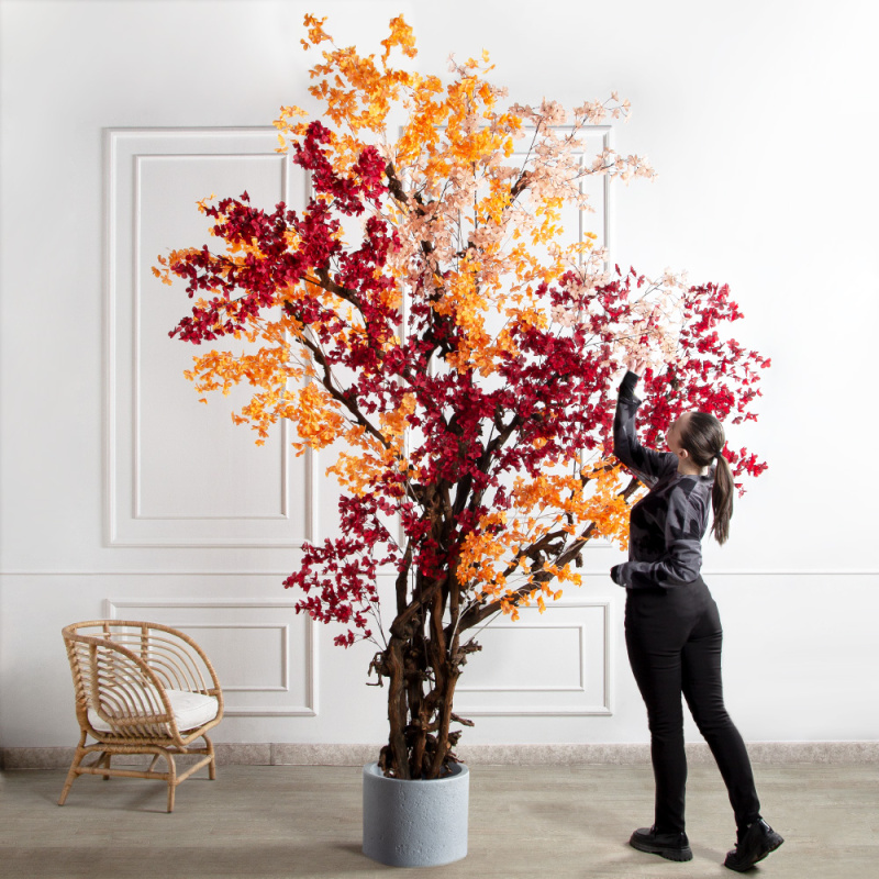320/ОС/658(Пр)(F) Дерево искусственное интерьерное, пристенное h320см, красно-оранжевое_1