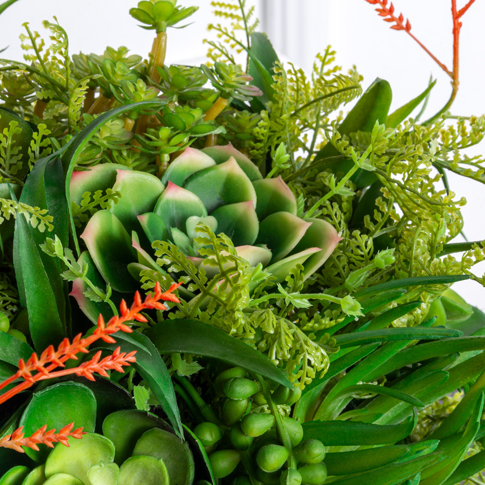 СКК12(з) Композиция искусственная из суккулентов в большом кашпо d22см, зеленый_2