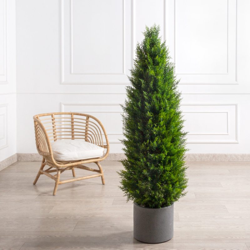 Т150/467(F) Туя искусственная конус Платинум д/улицы h150см_9