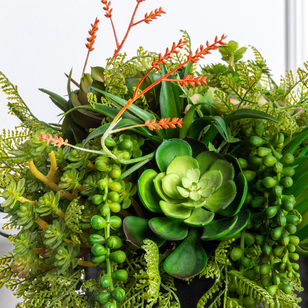 СКК12(з) Композиция искусственная из суккулентов в большом кашпо d22см, зеленый_3