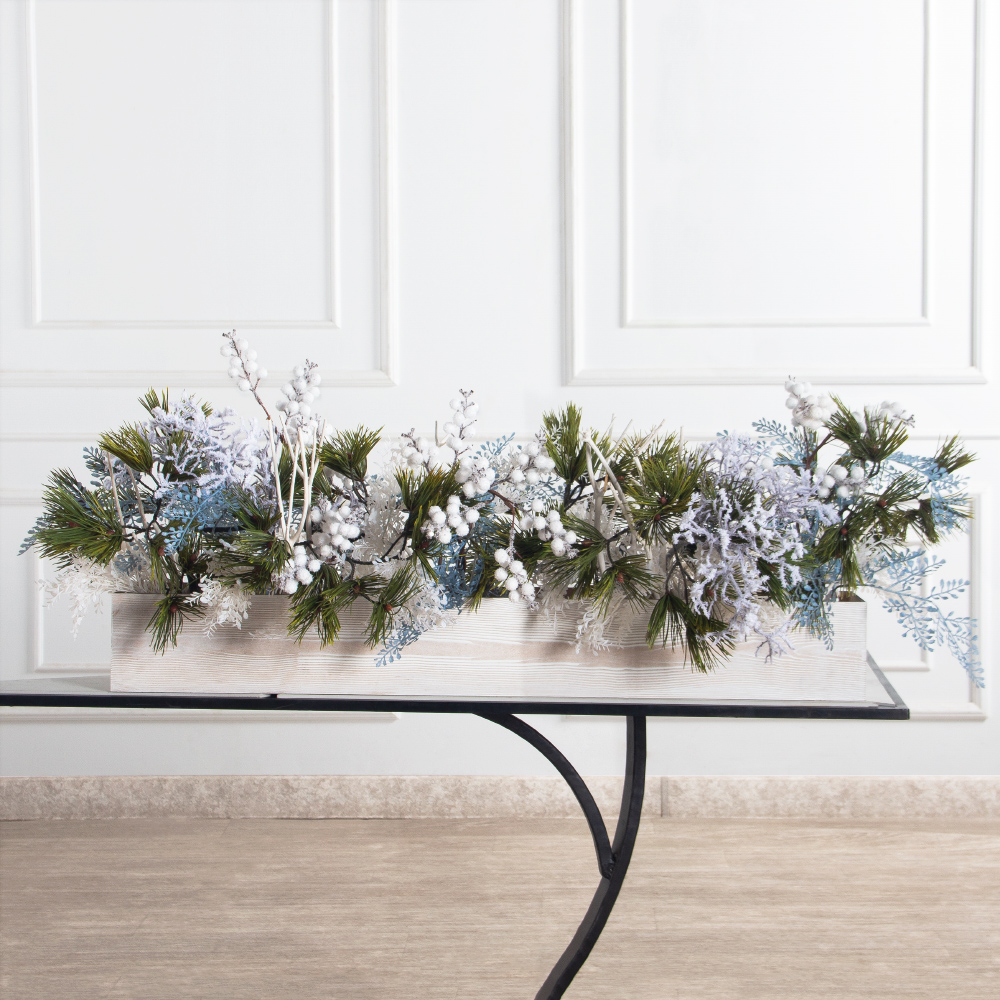 К566(Пр)(F) Композиция искусственная НГ на основании, бело-голубая_2