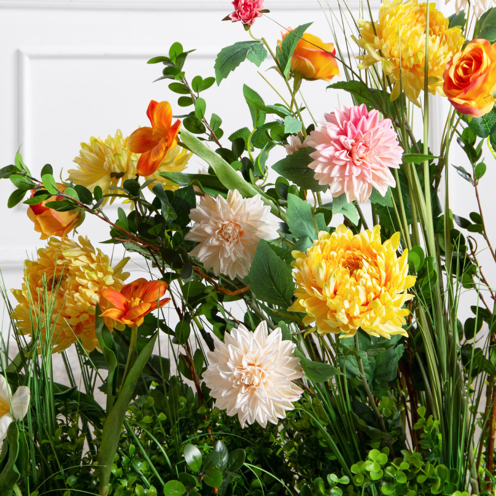 ВМ105-4(з)(F) Композиция искусственная цветы и трава на вставке 115х15хh10см_7