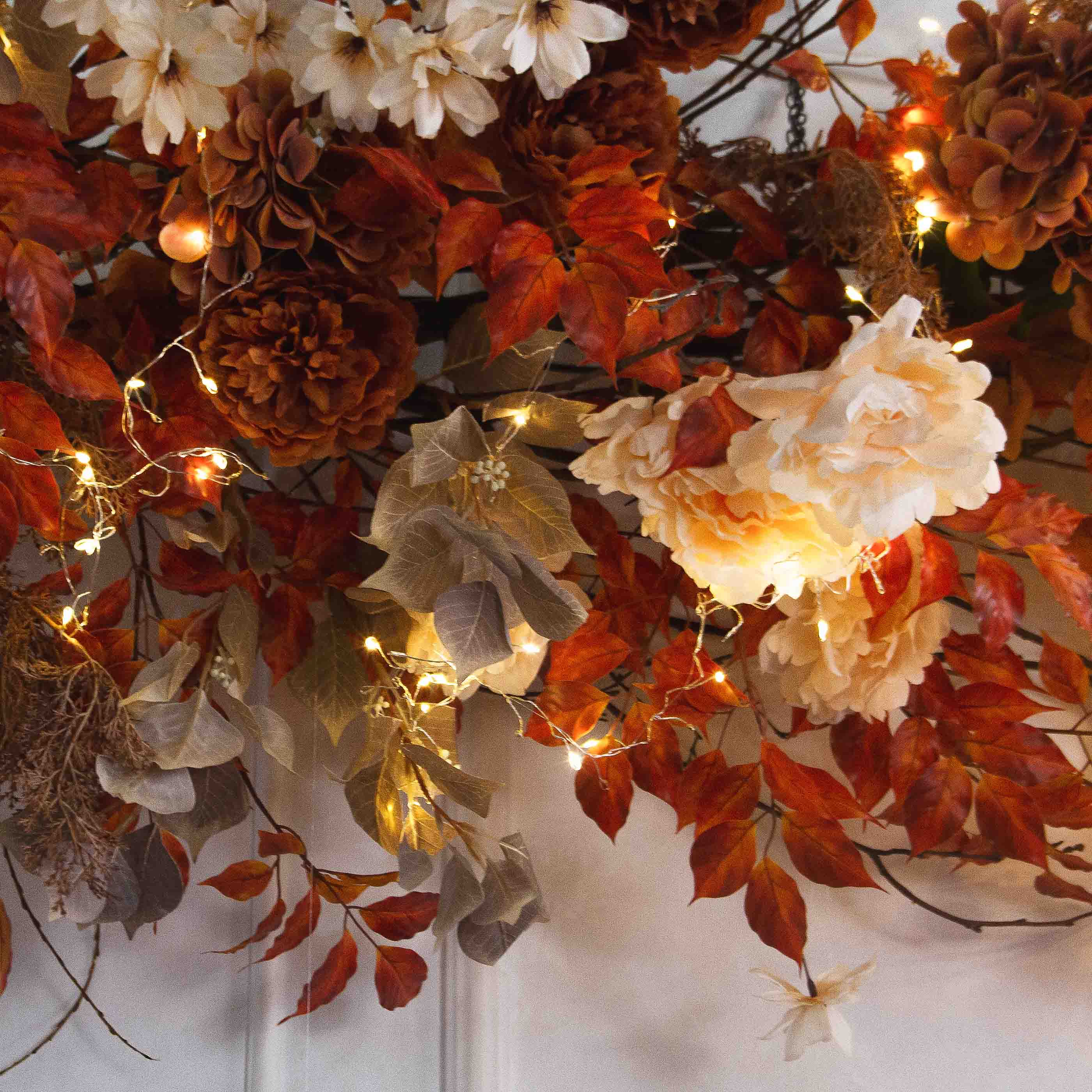 Л172/СВ03(Пр)(F) Лиана искусственная с гирлянлой Роса, бежево-терракотовая L100см_2