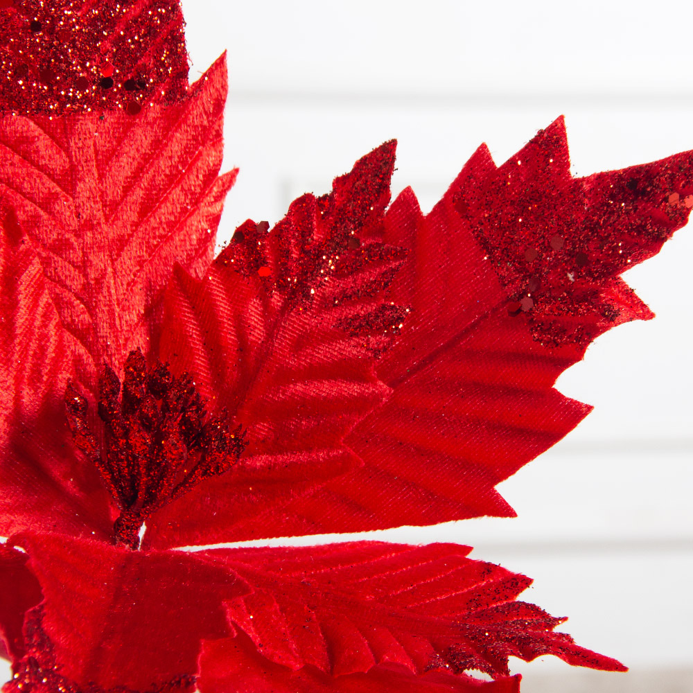 736А/9271-6317/2(Чп)(F) Пуансетия НГ с блёстками h26см(нога h20см d32см) красная_4