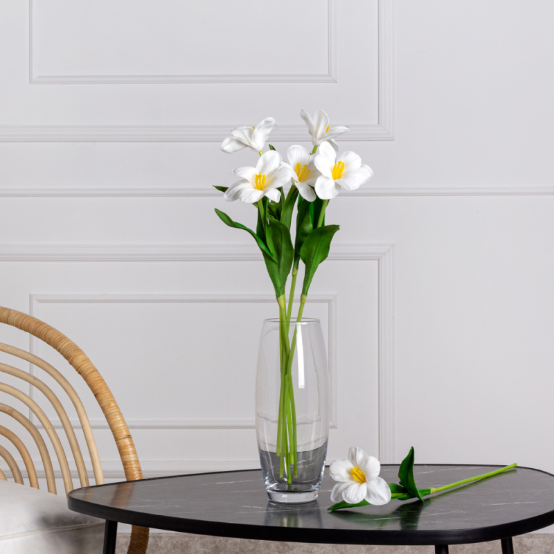 7141А/0443-02/23Р Тюльпан распустившийся искусственный d8см, h50см, белый