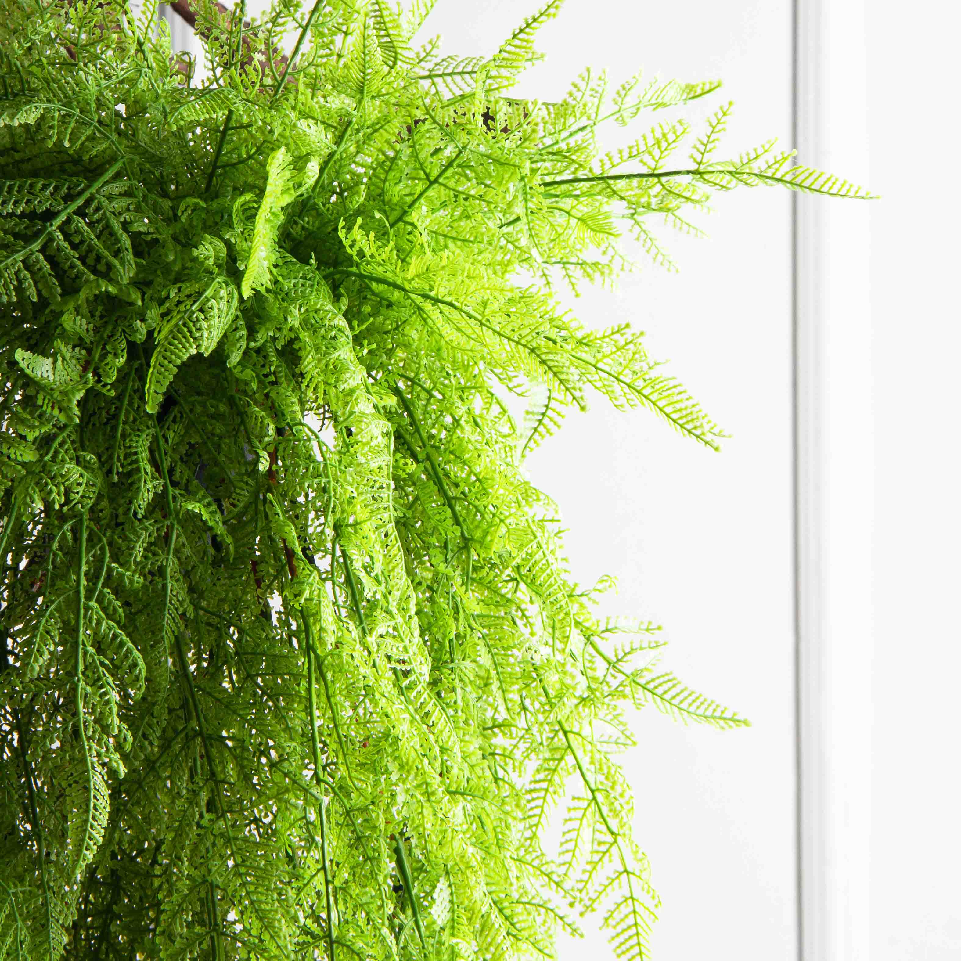 КС96(F) Папоротник Даваллия искусственная ампельная в кашпо_3