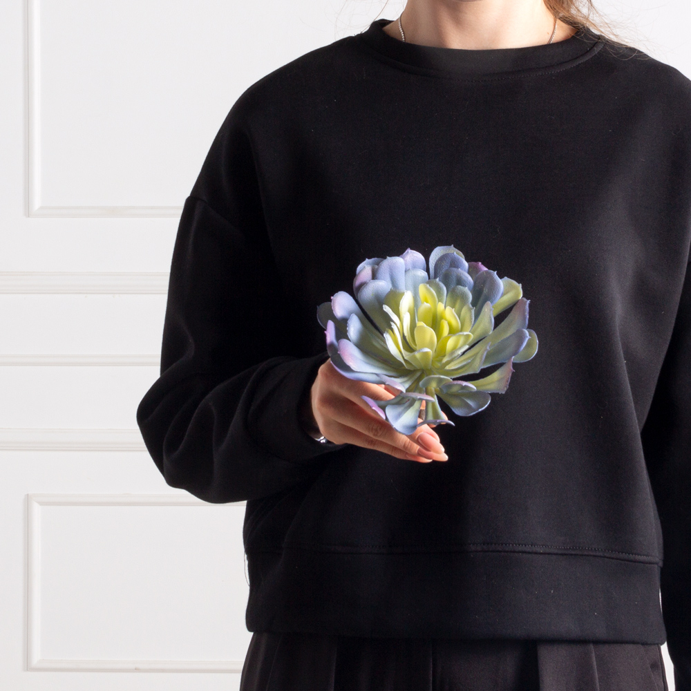 7143/9165-16/2(F) Суккулент искусственный  Эхеверия  гигант 18см, голубой_2