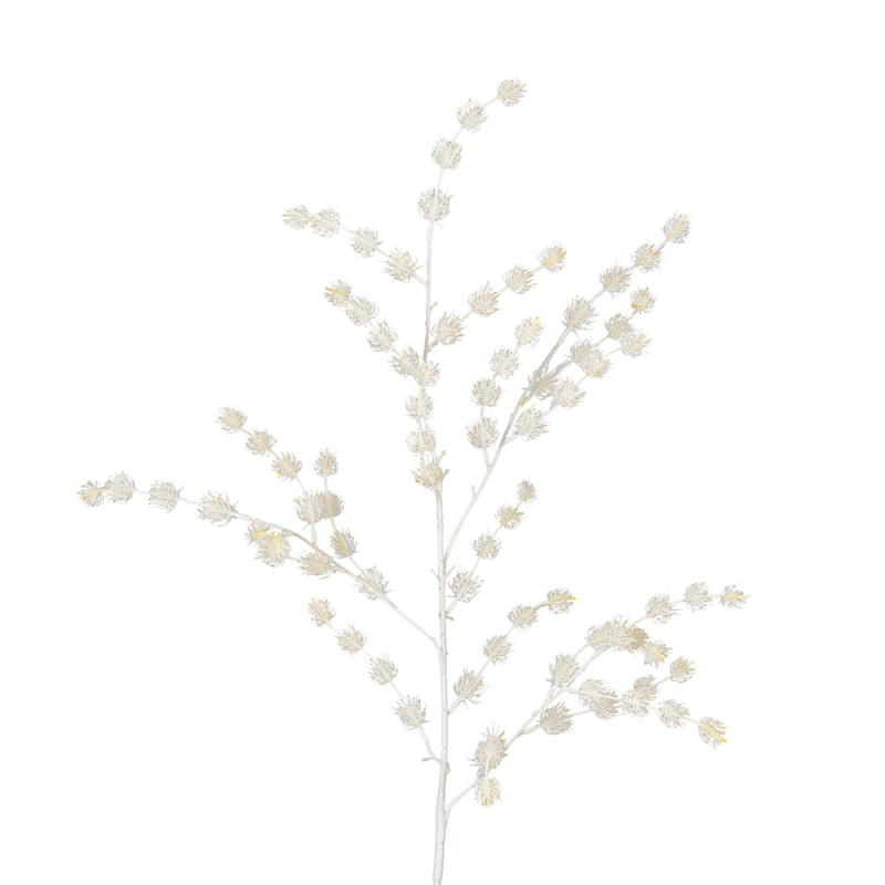 7143/0041-7/4-1(Акция) Ветка Ёжики искусственная h100 см, бело-кремовая
